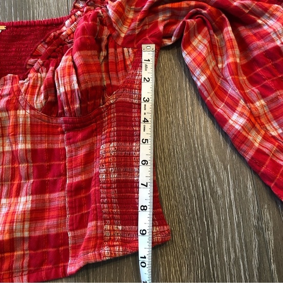 Free People Cherry Bomb Red Plaid Top Size Small - Picture 6 of 11